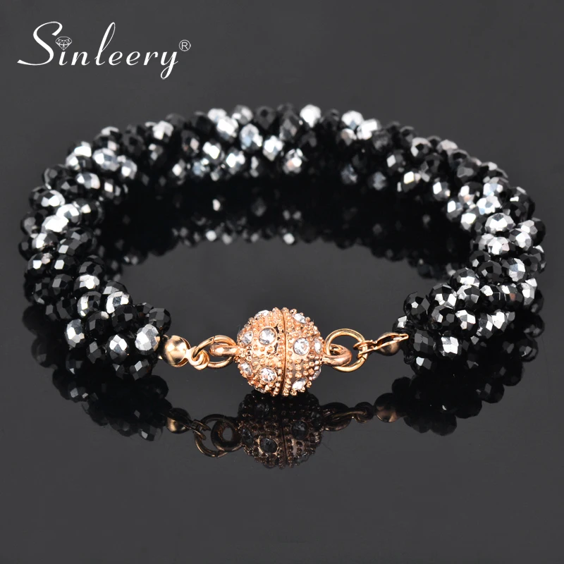 SINLEERY Fashion Crystal Beads Chunky Bracelet Bangle For Women Accessories Jewelry SL456 SSK