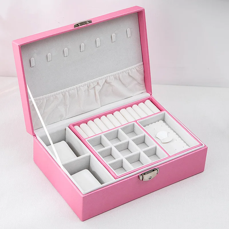  Newly Jewelry Storage Box Creative Leather Portable Multi-layer Makeup Storage Box PU Watch Box Nec