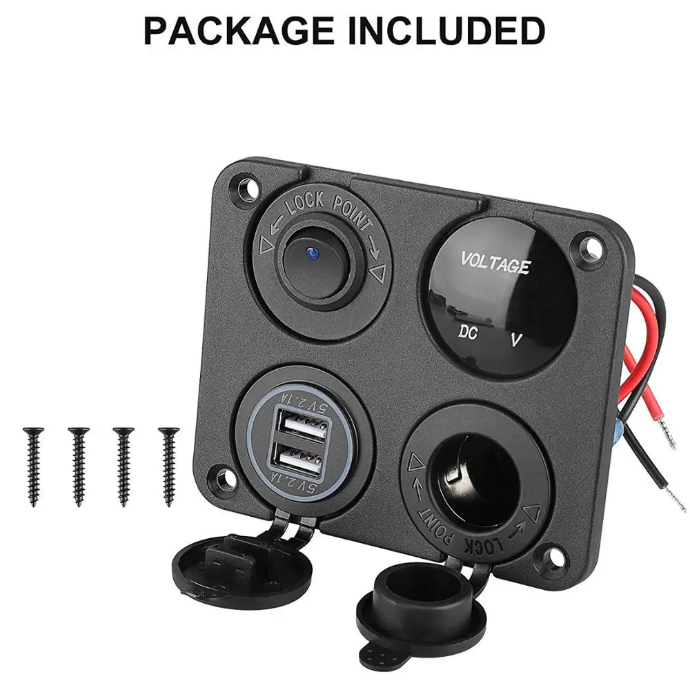 Вкл./выкл. Панель переключателя двойной USB разъем зарядного устройства розетка