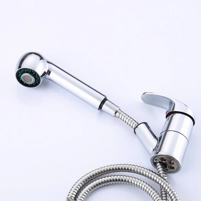 Bathroom Sink Faucet with Pull Out Sprayer,Hose, Single Handle Kitchen Basin Mixer Tap for Hot and Cold Water, 360 Degree Swivel
