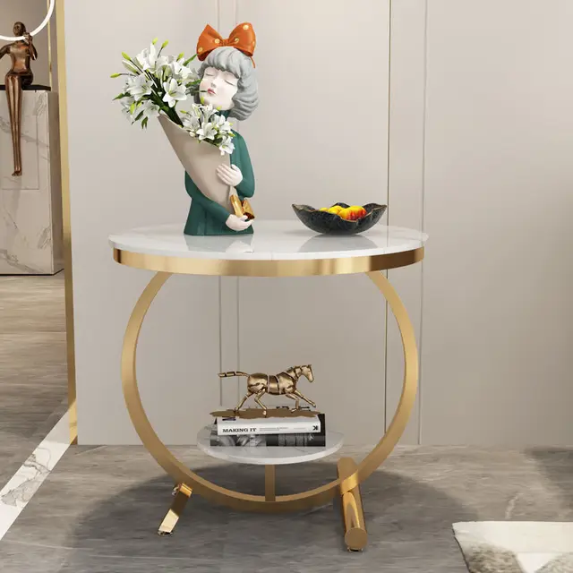 Luxury Two Layer Marble Creative Movable Small Round Side Table 1