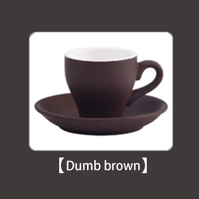 Dumb brown Тюльпан керамическая утолщенная эспрессо Кофейная чашка с тарелкой набор итальянский немой помол эспрессо чашка логотип индивидуальные 80 мл - Цвет: Dumb brown