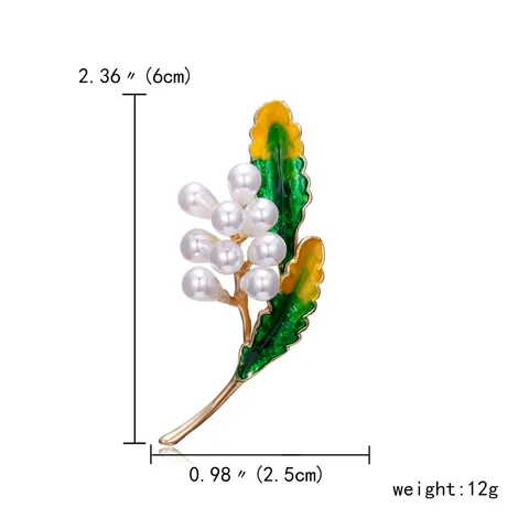 Pearl Flower Brooches Women Elegant Fashion Crystal Leaf Branch Plant Lapel Pin Rhinestone Brooch Wedding Party Jewelry