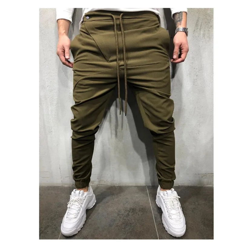 2019 Men Solid-color Lace-up Pockets Slim Casual Pants Sport Gym Fit Running Joggers Long Trousers |
