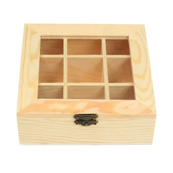 

Wooden Tea Bag Jewelry Organizer Chest Storage Box 9 Compartments Tea Box Organizer Wood Sugar Packet Container