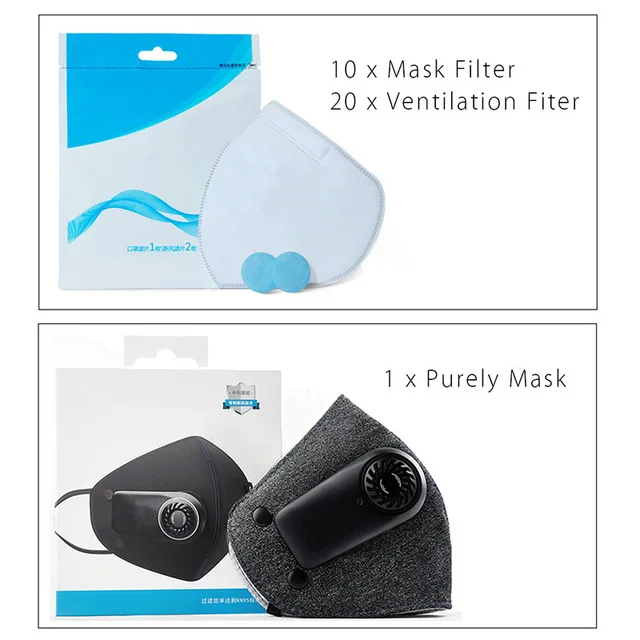 Mask With Filter Xiaomi чисто загрязнения воздуха Зима рот маска перезаряжаемая Анти Пыль KN95 Спорт дыхание углерода маска для велосипеда PM2.5 фильтры - Цвет: Mask With Filter