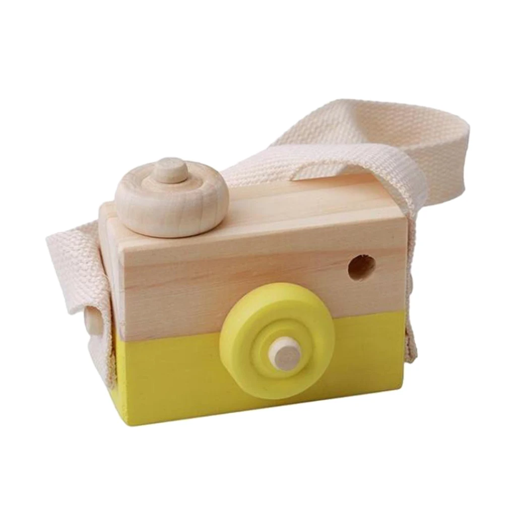 Wooden Mini Camera Toy Kids Nursery Room Hanging Decor Portable Toy Gift, 6 Colors for Choose