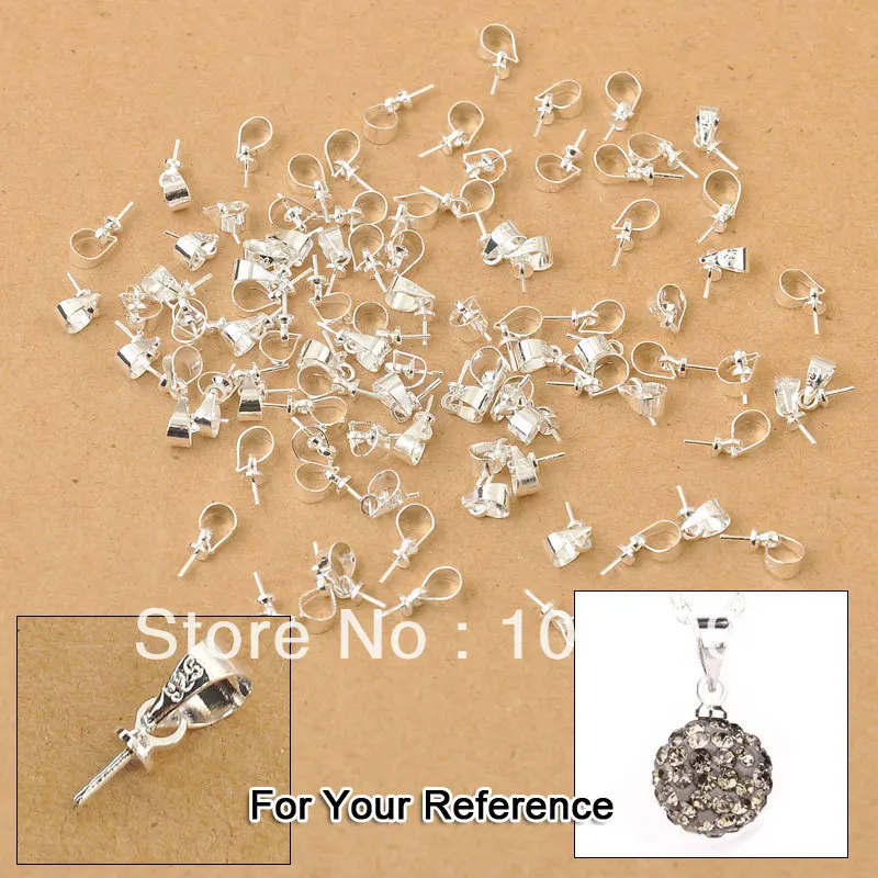 Jexxi  Wholesale 100Pcs  A Lot Design Jewelry Findings 925 Sterling Silver Bail Beads Cap Connectors For Pendants Nice