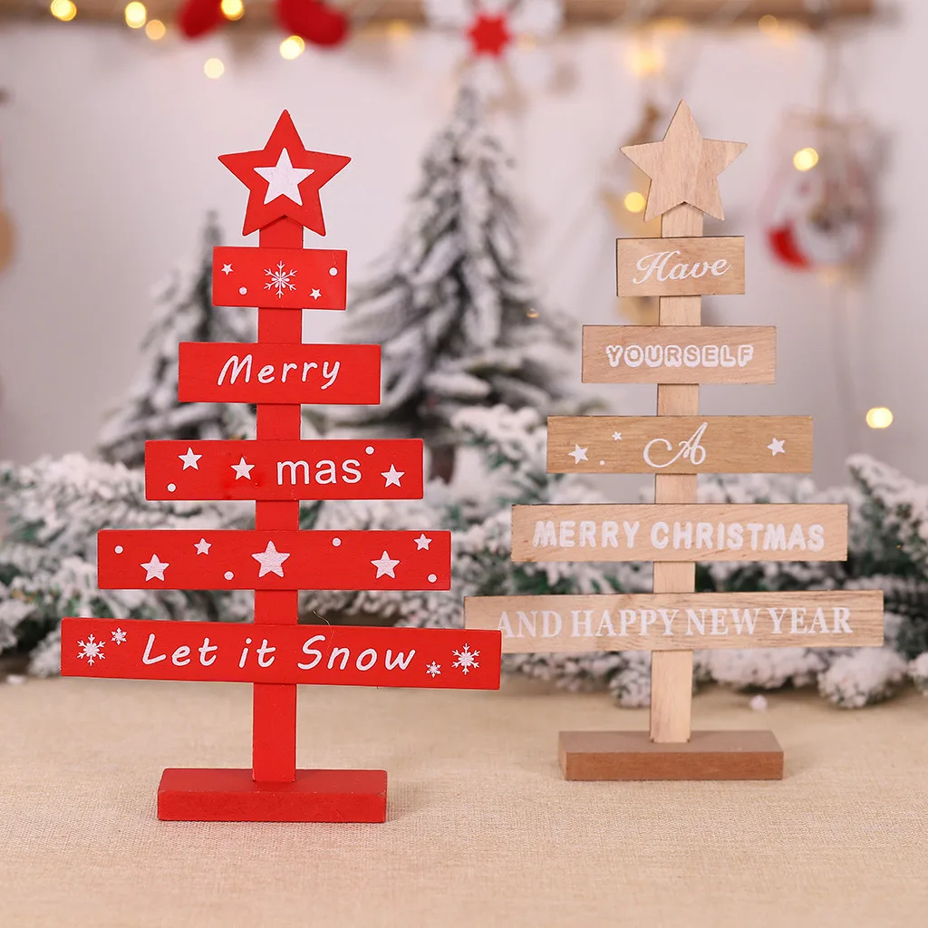 20#Christmas Tree Decorations Ornaments Wooden Cutout Creative Christmas Decorations For Home Decoracion Adornos De Navida