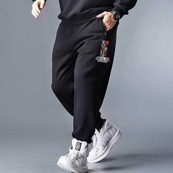 

Gersri men loose display casual pants plus fat plus size plus velvet thick cotton pants winter pants guard pants
