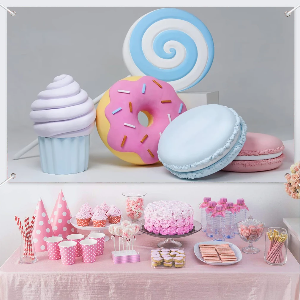 Фон с изображением пончика макарон баннер магазин тортов украшения для десертов