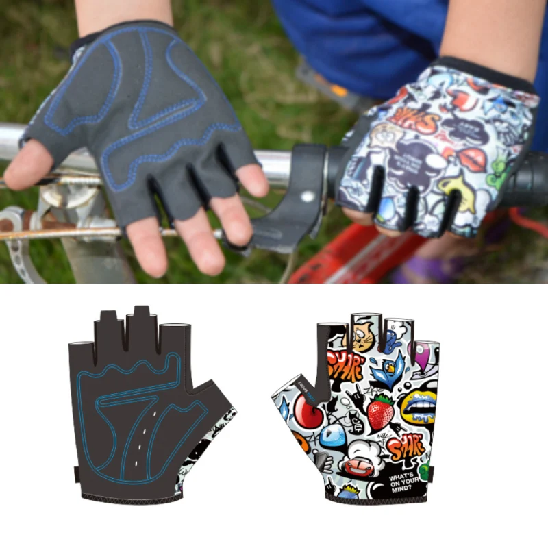 Guantes de ciclismo antisudor para niños, antigolpes, para montar en bicicleta de montaña y deportes al aire libre, para verano, EDF88