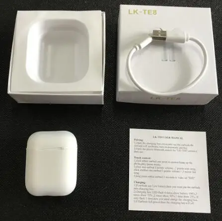 Новые LK-TE8 LK TE8 сенсорные беспроводные наушники Bluetooth наушники Беспроводная зарядка Bluetooth 5,0 Обновление от I7S TWS