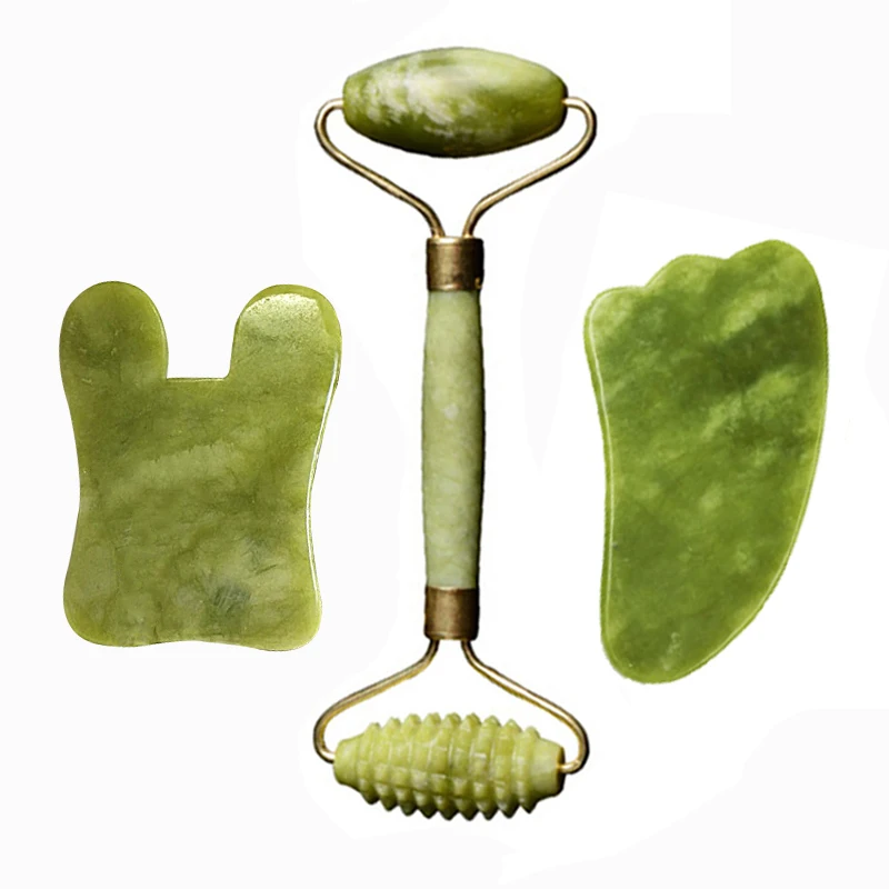 No.10 Нефритовый ролик и набор Gua Sha, Нефритовый акупунктурный массажный ролик Guasha, доска для лица, тела, глаз, массажер для шеи, инструмент, натуральный Нефритовый камень - Цвет: No.10