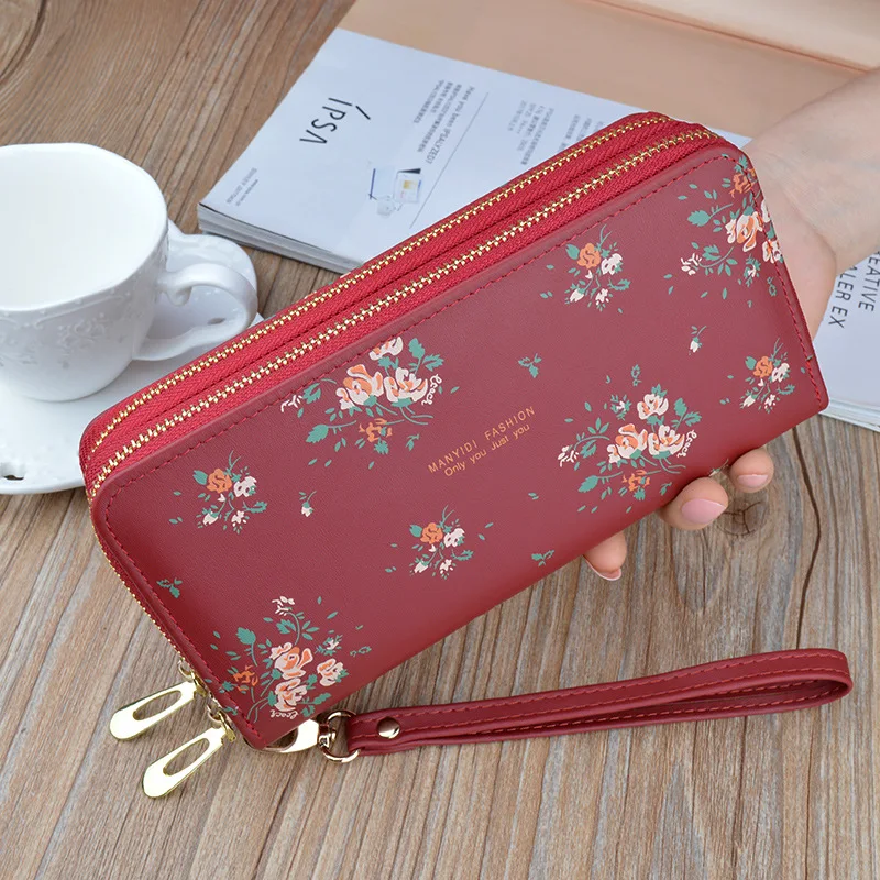 Wallet Women's Long Handbag Purse New Fashion Large Capacity Double Zipper  Mobile Phone Bags Cards Holder Printing Clutch Bag - AliExpress