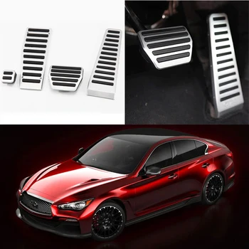 

For Infiniti Q50 AT 2013-2016 4pcs Aluminium Non Slip Foot Rest Fuel Gas Brake Pedal Cover