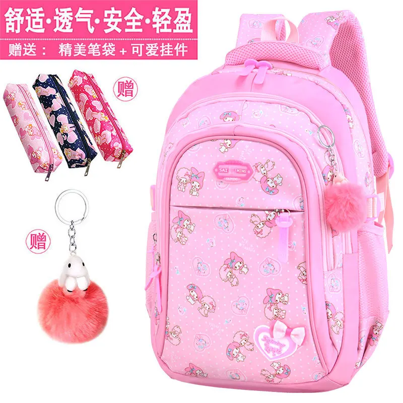 

Sai ming New Style Schoolbag for Elementary School Students Casual Burden Relieving Backpack Princess Bow Printed CHILDREN'S Sch