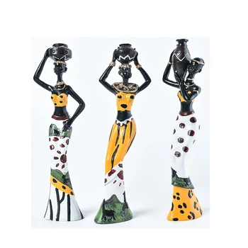 

3PCS Retro Vase Resin Doll Statue Exotic African Character Creative Hotel New House Living Room Home Hotel Decoration Ornaments