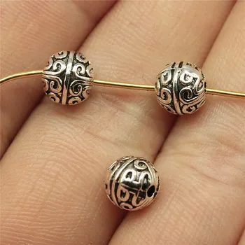 

Wholesale Jewelry Lots Antique Silver Color 7mm Round Spacer Beads Bracelet Charms Accessories Women 150 Pieces