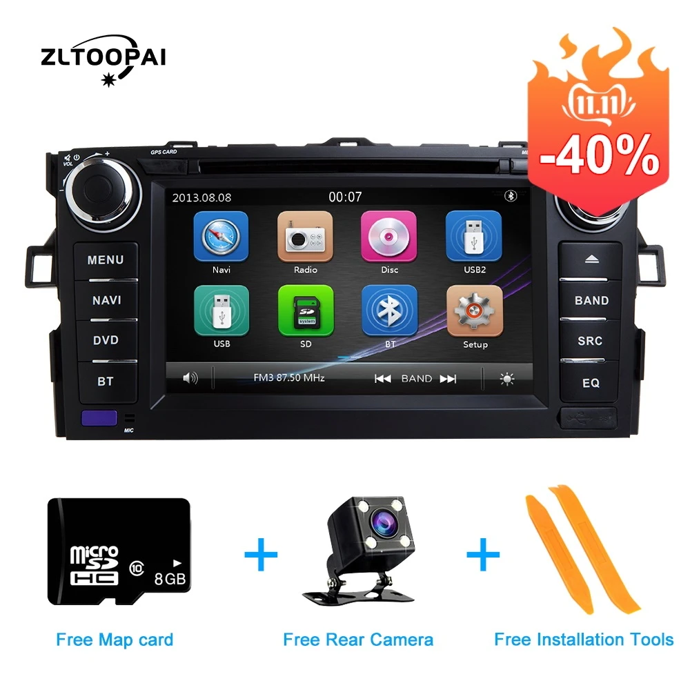 

Autoradio Car DVD Player 2 Din For Toyota AURIS Toyota Corolla Altis 2012 2013 Multimedia GPS Stereo USB Bluetooth