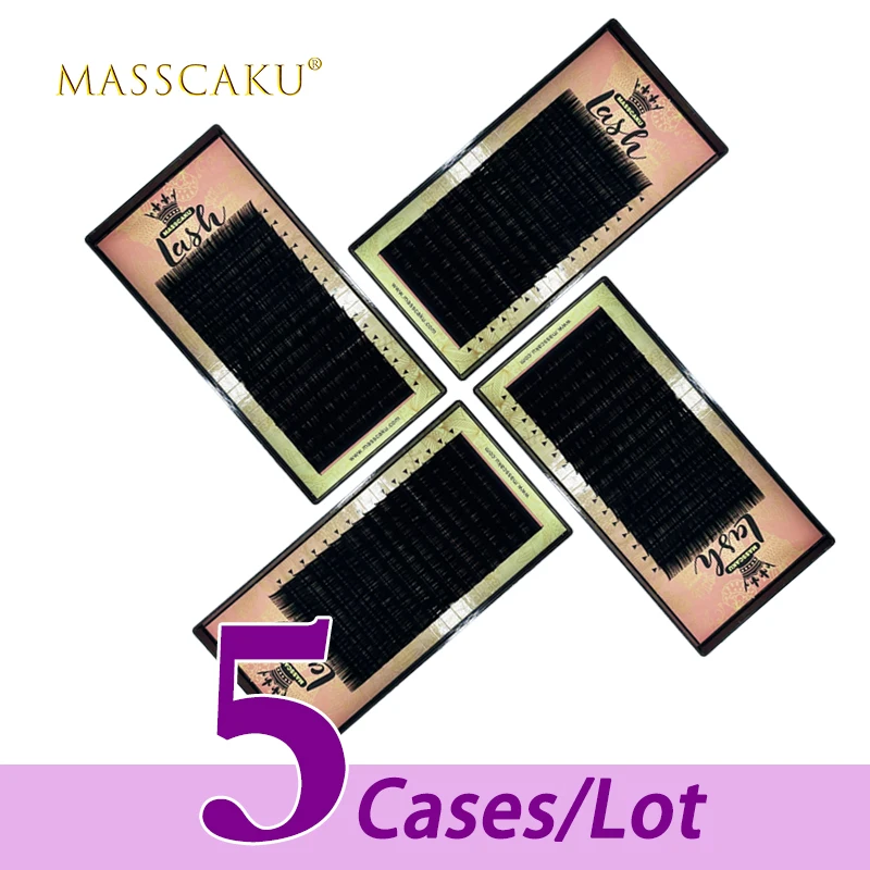5case/lot MASSCAKU 16rows false matte mink classic eyelash extension volume manufacturer premium soft black eyelash extensions