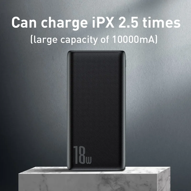 Baseus 18 Вт USB PD power Bank 10000 мАч для iPhone Xiaomi Dual-Way Quick Charge 3,0 power bank портативное зарядное устройство