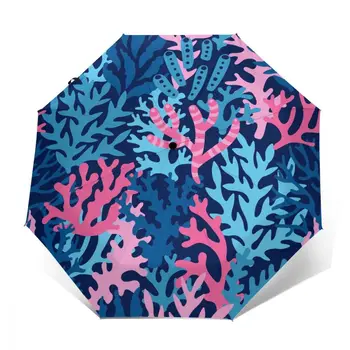 

Marine Summer Corals Windproof Automatic Folding Inverted Umbrella Portable Paraguas for Man Woman
