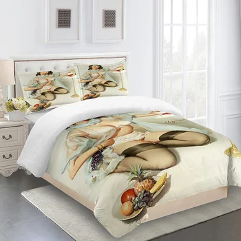 

Home Bedding Set Luxury Duvet Cover Beautiful Sexy Girl Pillowcases Comforter Designer Twin or Double Size Digital Printing