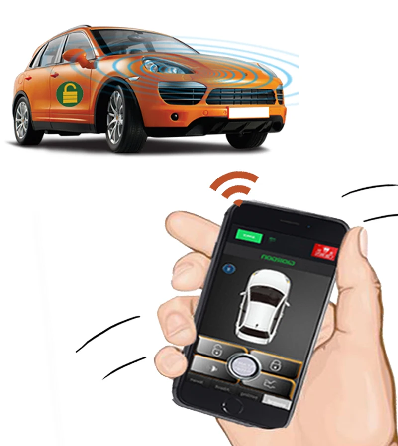  Auto Smartphone Start Stop Engine System With Bluetooth Keyless Entry Car Security Alarm System Cen