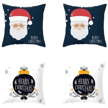 

Christmas Santa Claus Print Pillow Case Polyester Home Pillow Cover Xmas Home Christmas Pillow Case