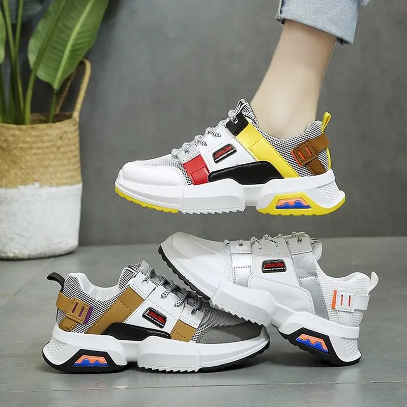 

New Women's Platform Shoes Ladies Soft Casual Shoes Female Comfortable Outdoor Walking Shoes Autumn Lace-up Chunky Sneakers
