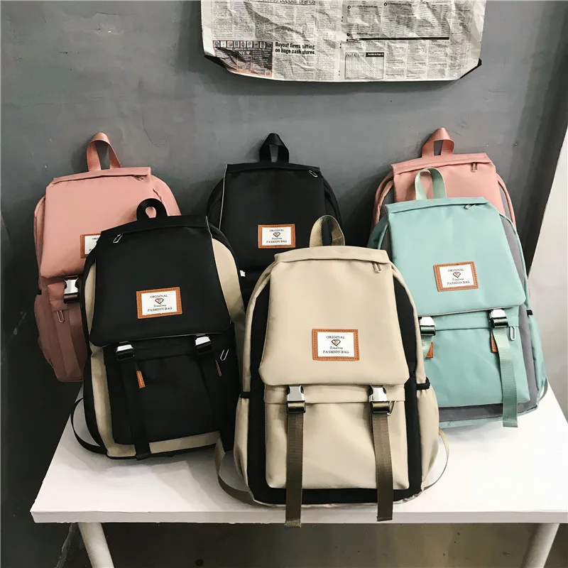 

College School Backpack For Women Large Capacity Nylon School Girl Backpack Teenage Student Girls Student Bags