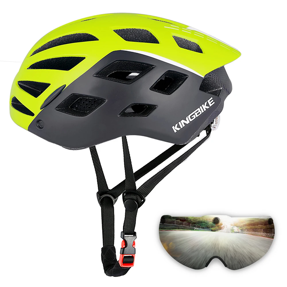 

KINGBIKE Men Women Mountain Bike Helmet Motorcycling Helmet with UV400 Protective Detachable Magnetic Visor Rear Light Men Women