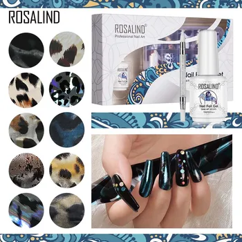 

ROSALIND Transfer Gel Polish Nail Foil Sticker Set Nail Art Decorations Kit All For Manicure DIY Fingertips Art Varnish Hybrid
