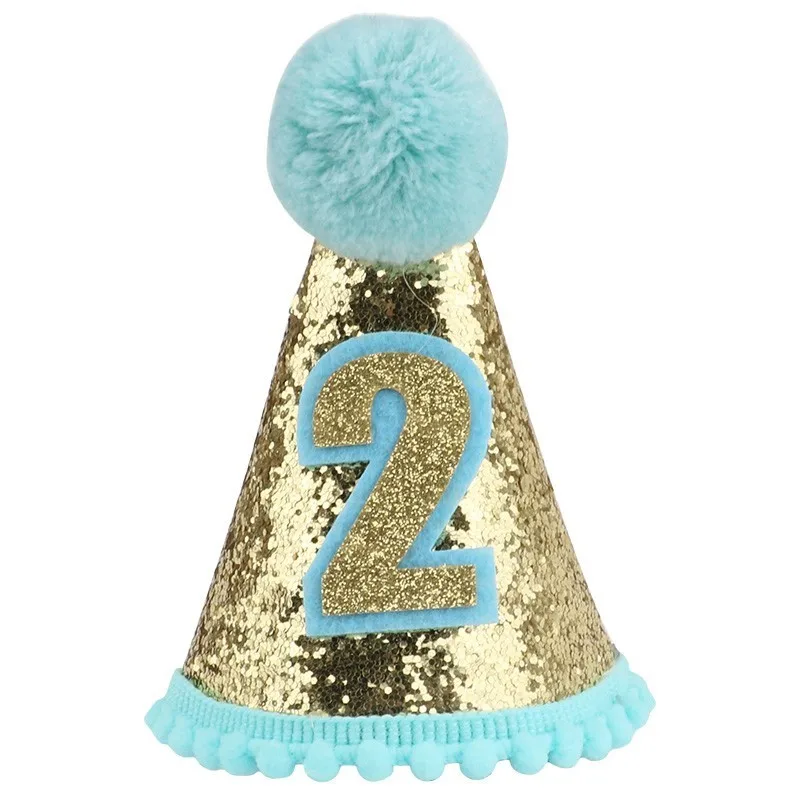 blue 2 years old Домашние шапки для собак для кошек, собак, костюм на день рождения, дизайн с блестками, головные уборы, регулируемая бейсбольная кепка, рождественские аксессуары для домашних животных, для щенков - Цвет: blue 2 years old