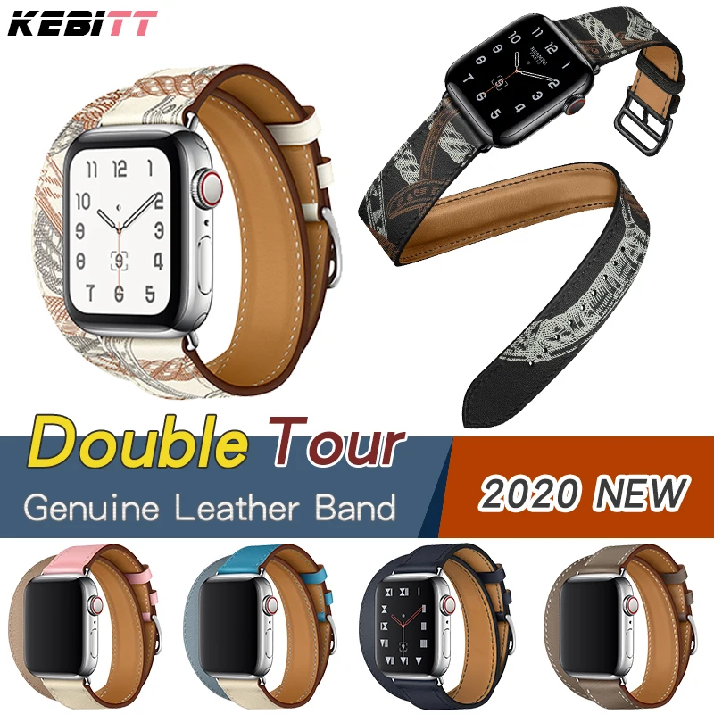 Двойной тур ремешок из натуральной кожи для apple watch series 5 4 3 2 iwatch4 два петли с
