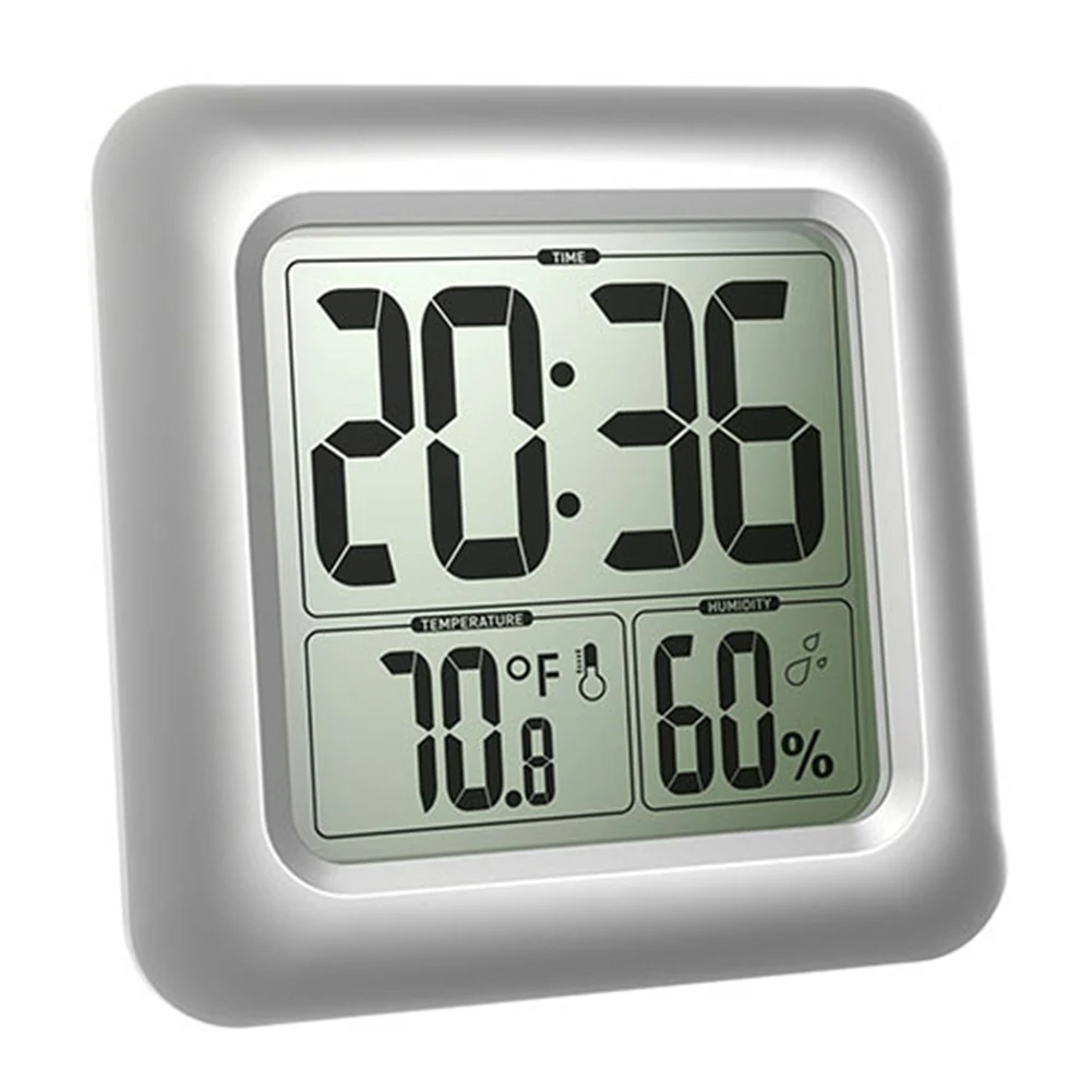 Новинка, цифровые настенные часы с ЖК-дисплеем, водонепроницаемые, датчик температуры и влажности, душ, таймер, подарок,, ЖК-экран, часы для ванной, температура