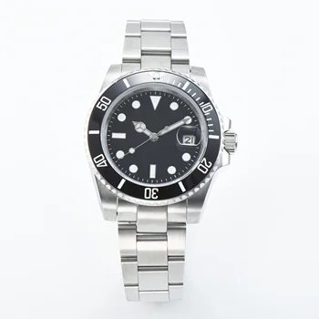 

40 mm Black sterile dial sapphire crystal black ceramic bezel date Automatic movement watch A21-21