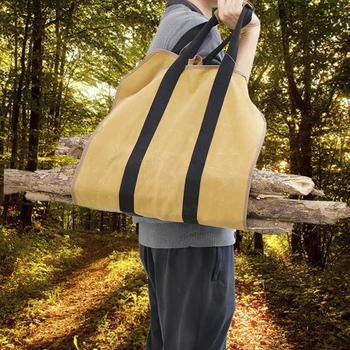 

Sturdy Waxed Canvas Firewood Log Carrier Bags Durable Firepalce Wood Bag with Reinforce Straps for Traveling Outdoor Storage