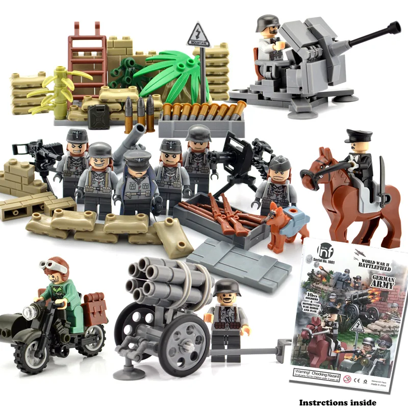 Tanie Nowe bloki ww2 żołnierze zestawy armii wojskowej figurki klocki dla chłopców US Russia UK Trooper