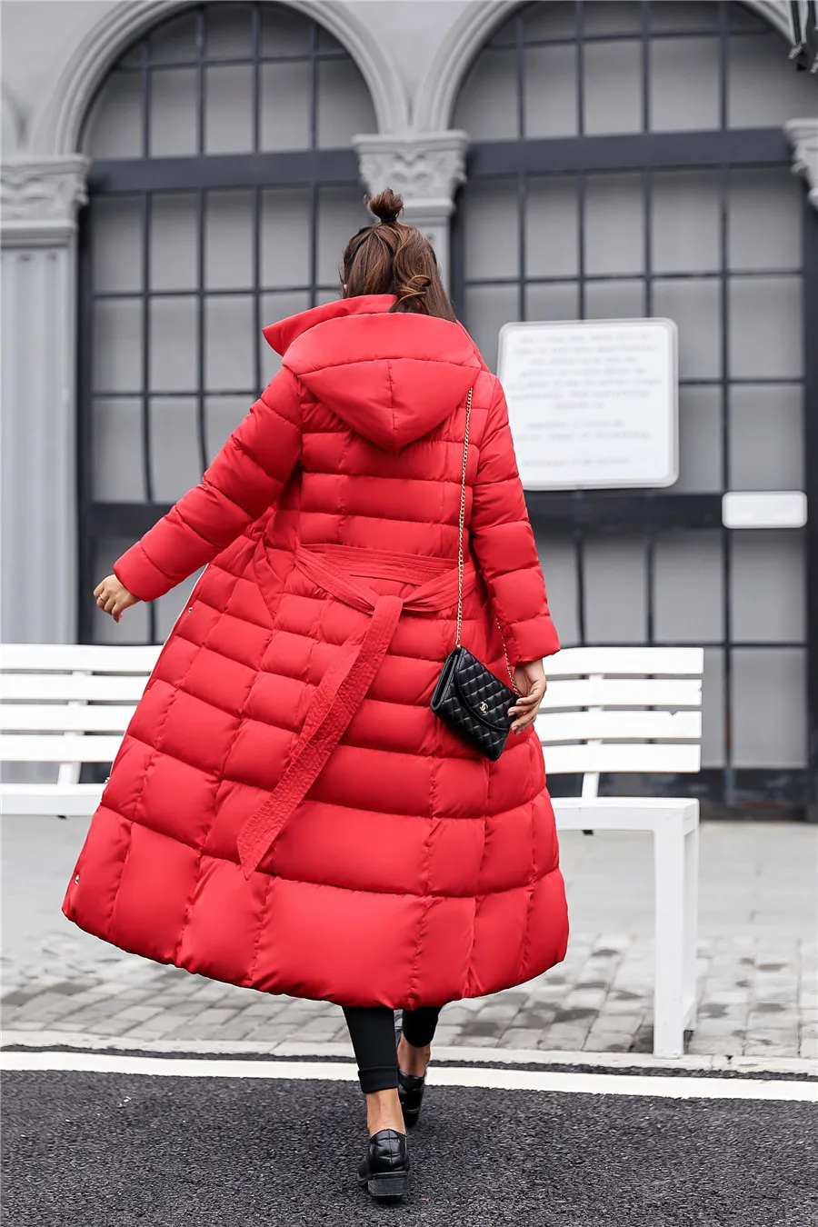 lower price  Down Coat women Long Fur Collar Jacket Women Winter with Hooded Down Coat Winter Oversize Doudoune 