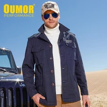 Oumor Осень военный армейский хлопок длинный карманы Тренч куртка для мужчин s Весенняя Верхняя одежда Повседневная карго Тренч куртки для мужчин
