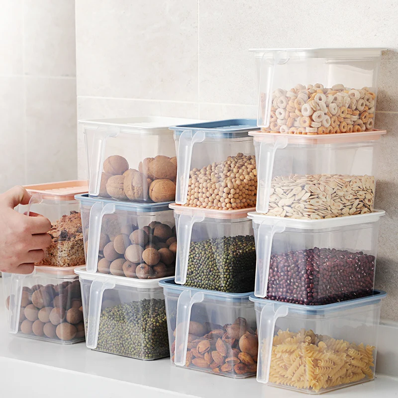 Storage-Organizer Refrigerator Sealed-Jar-Grains-Beans Food-Containers Transparent Kitchen