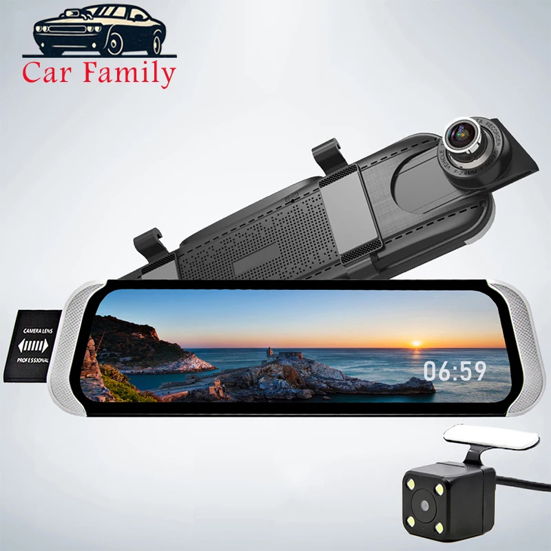 Car Family 4G FHD 1080P Car DVR 10\ Android Rearview ,irror GPS WiFi Auto Video Registrator Recorder Dual Camera Night Vision