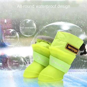 

Dog Rain Boots For Small Medium Dogs Waterproof Dog Shoes Winter Warm Puppy Snow Boots Fleece Soft Silicone Adjustable Anti-Slip