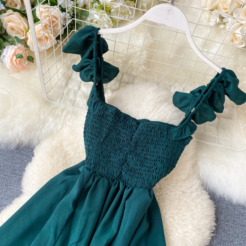 Neploe Dress Women Fashion Square Collar Spaghetti Strap Ladies Vestidos Summer 2020 Elegant Slim Waist Female Dresses 1C916