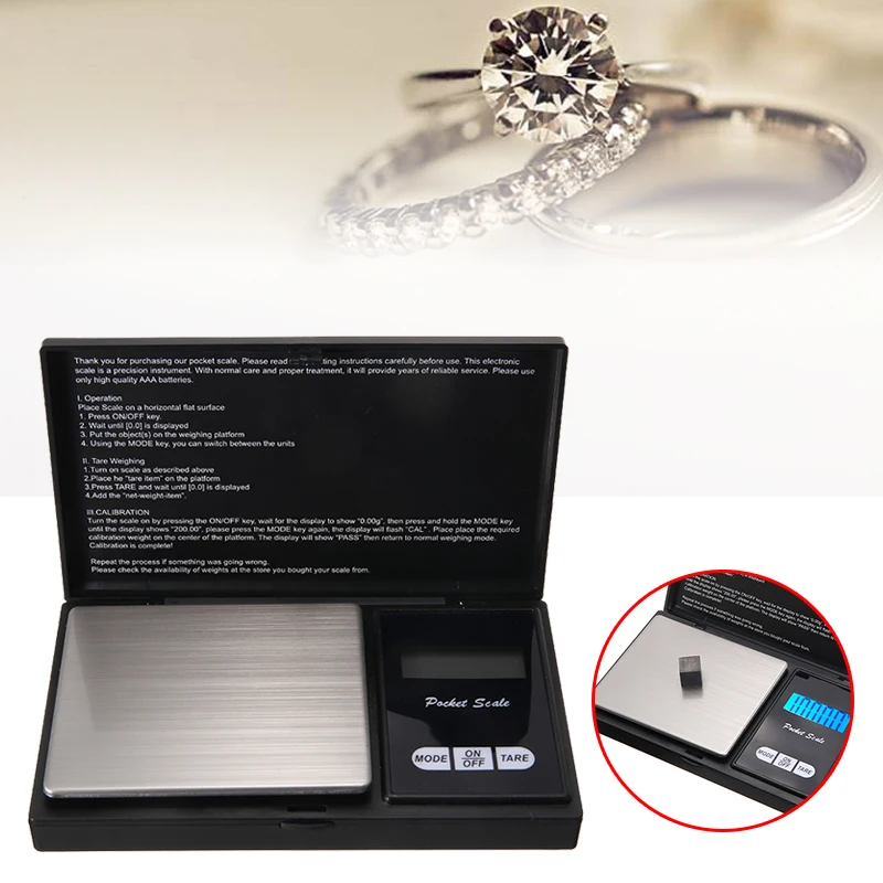LCD Digital Weighing Scale Mini Pocket Stainless Steel Precision Jewelry Electronic Balance Grams Weight For Cooking