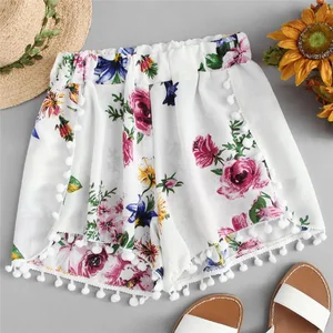 women's Shorts Summer Shorts Polyester Womens Lace Printing Mid Waist Loose Shorts Elastic Waist Ringer Shorts Popular Skirts