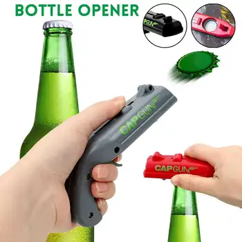 

Portable Cap Guns Cap Launcher Bottle Beer Opener Bar Tool Drink Opening Guns Shaped Bottle Lids Shooter Red Gray