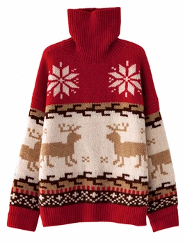 

Christmas turtleneck sweater women Korean thick long sleeve Pullover modis all match sweaters 2019 autumn and winter knitted top